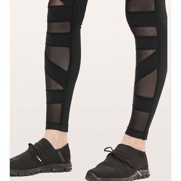 LULULEMON ATHLETICA Wunder Under Pant (High-Rise) 'Tech Mesh 28' In Black Size 6 - Picture 2 of 5